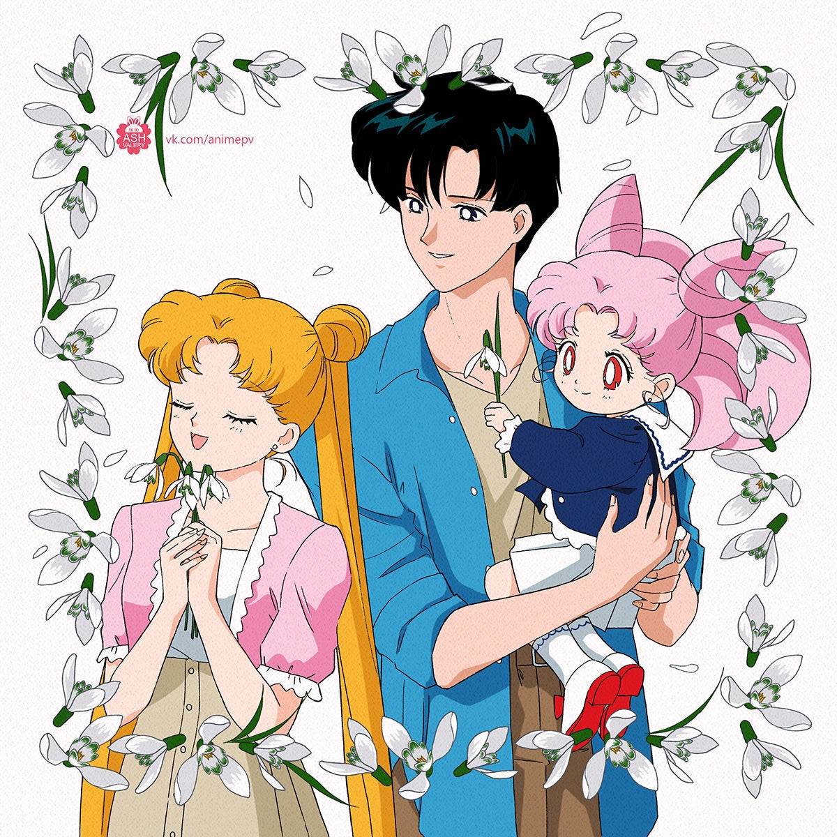 "Family" by Valery ASH, 2025. Square postcard