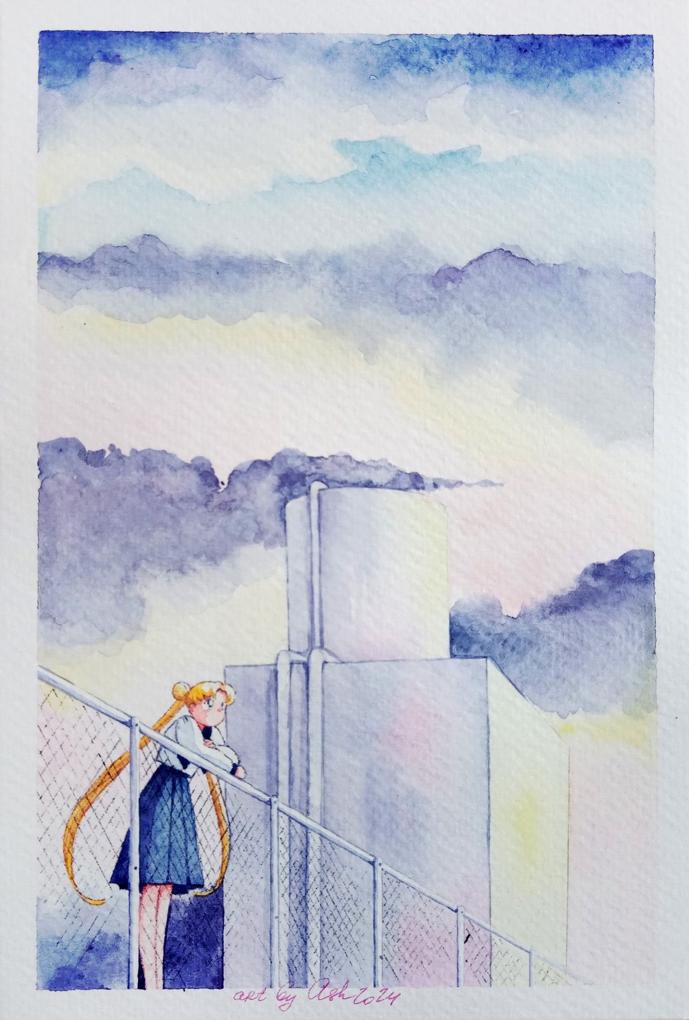 Fanart "Sunset Over Tokyo", 2024. Postcard