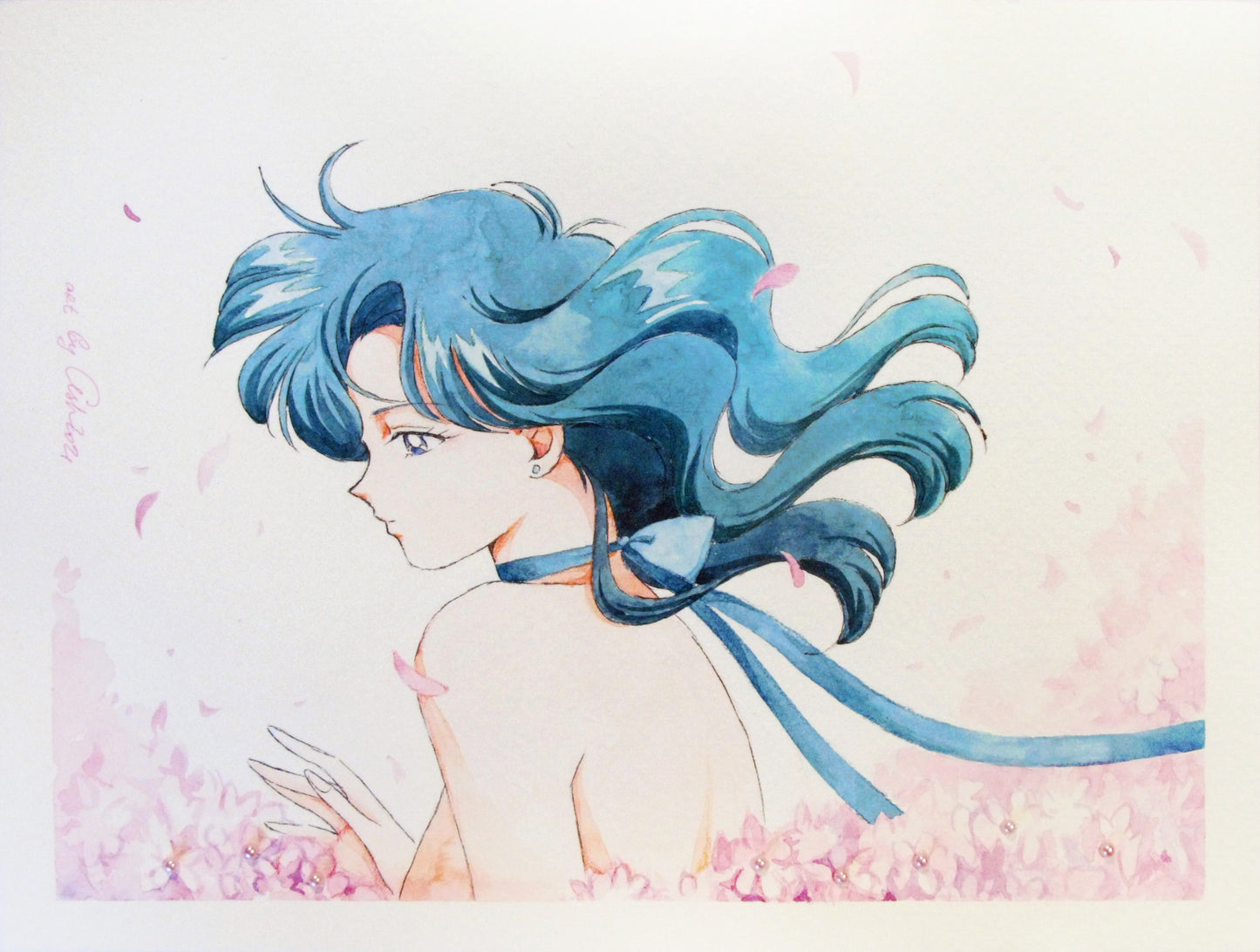 "Michiru" by Valery ASH, 2021. Watercolour print
