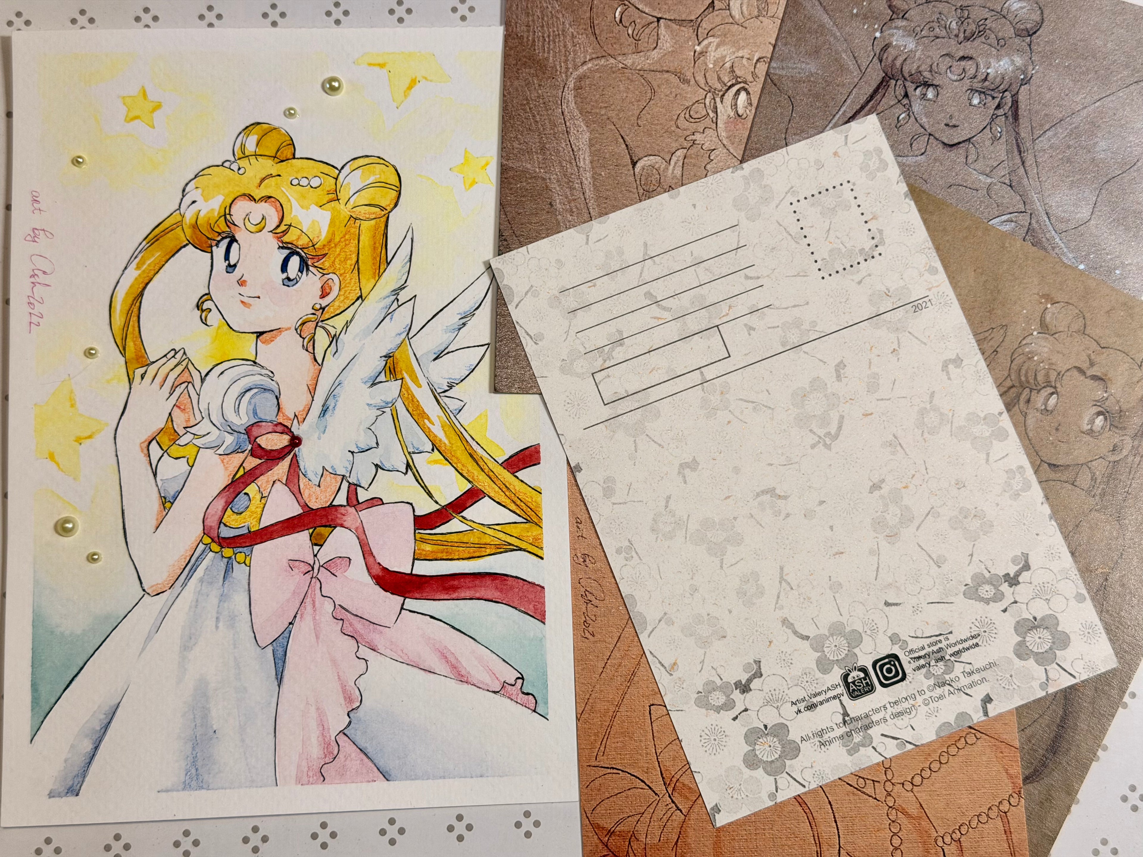 Moonlight Original Set "Komaki" (1 original art, 5 postcards)