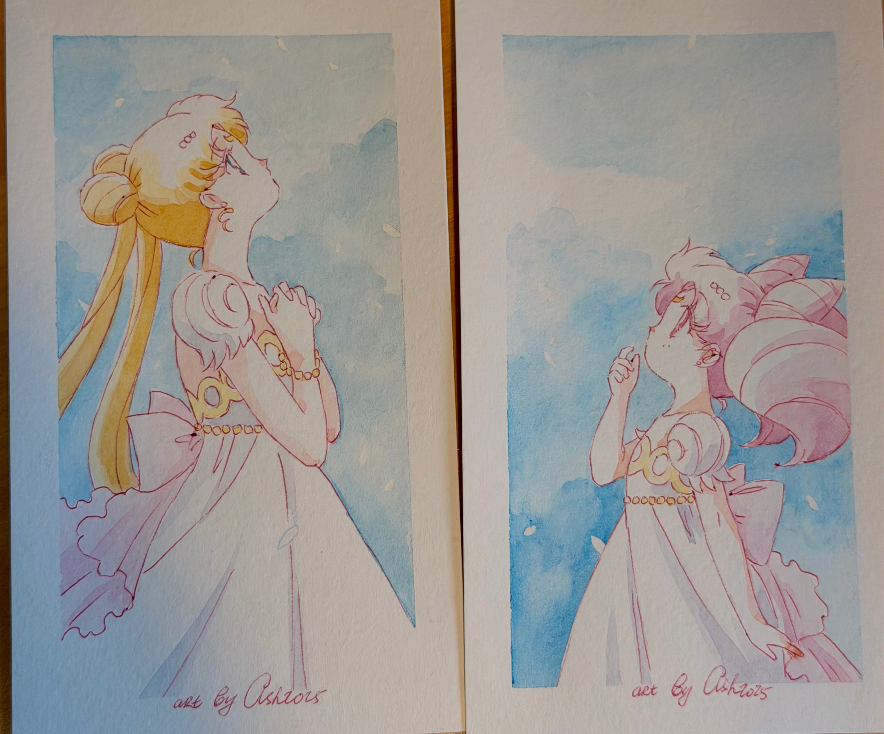 Moonlight Holiday Set "Iwakura" (2 watercolor arts, 8 postcards)