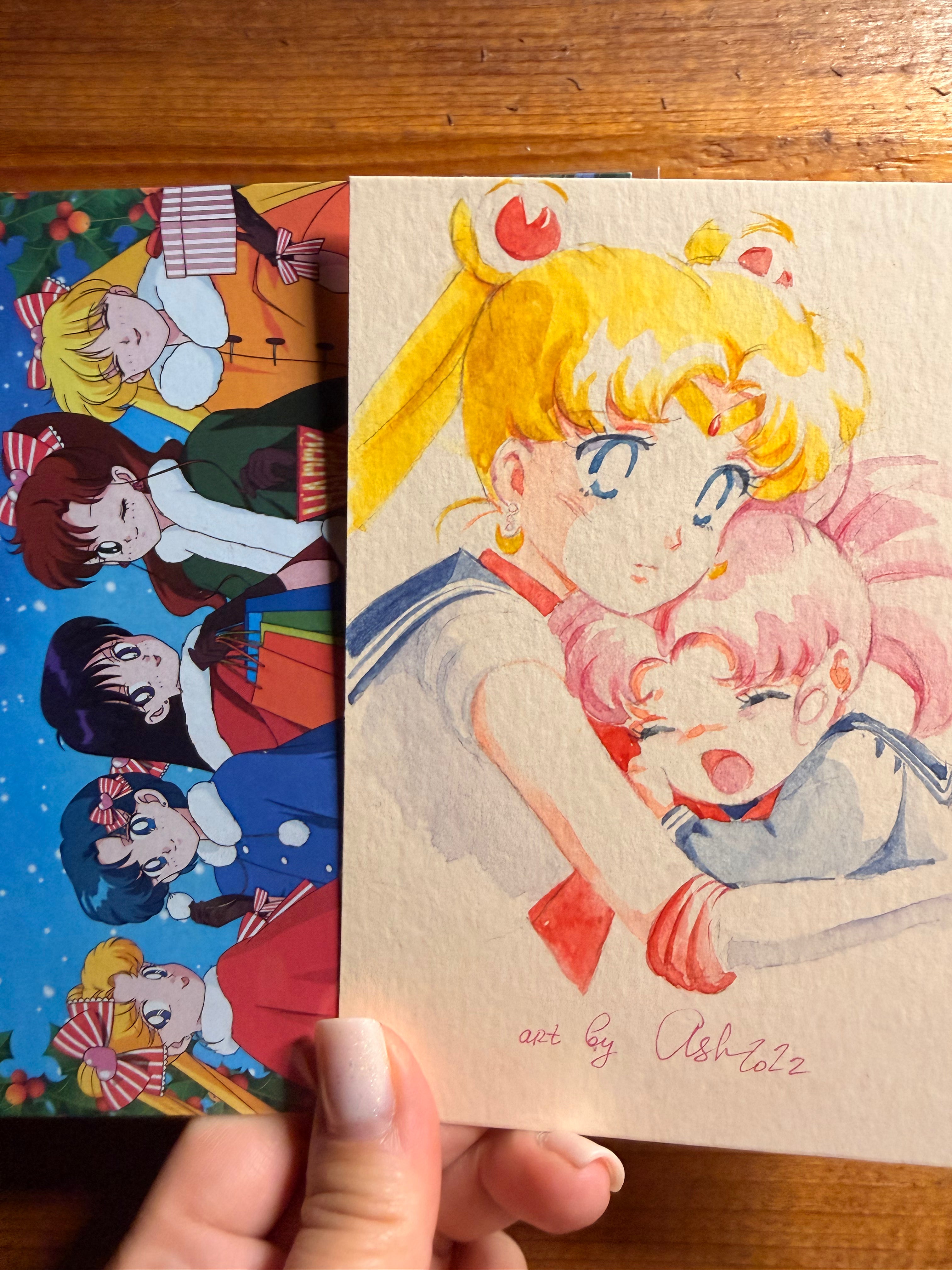 Moonlight Holiday Set "Fukuoka" (1 watercolor, 1 postcard)