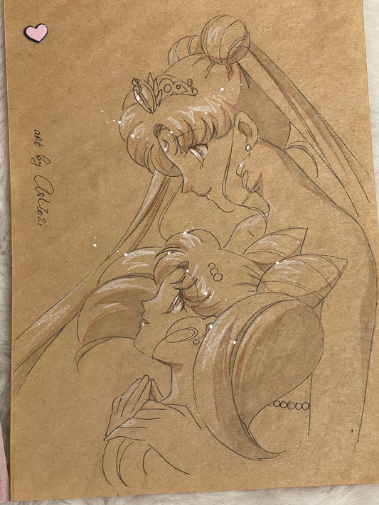 Inventory cleanup - Pencil original sketch of  Usagi and Chibi Usa (+ 2 items)