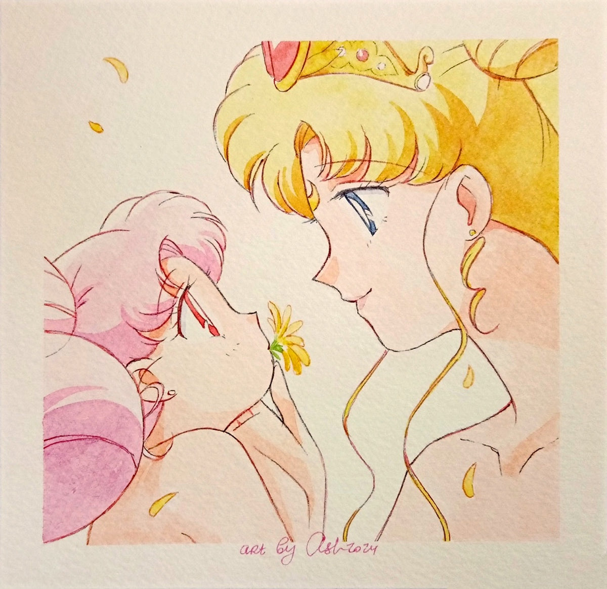 "A Mother’s Gentle Touch" by Valery ASH, 2024. Square postcard