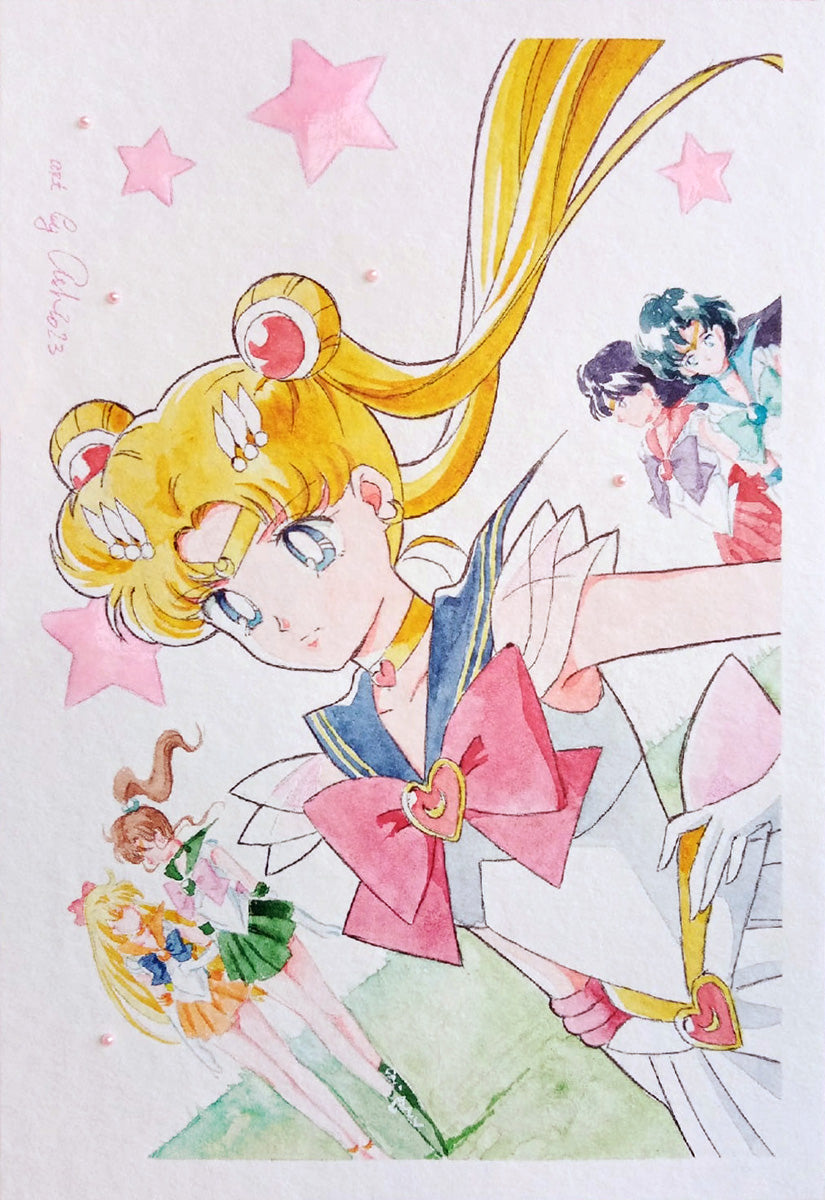 Fanart "Sailor senshi", 2023. Postcard