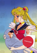 Holding the Future — Super Sailor Moon holding a sleeping baby wrapped in a blanket, digital fan art postcard by Valery ASH, 2026