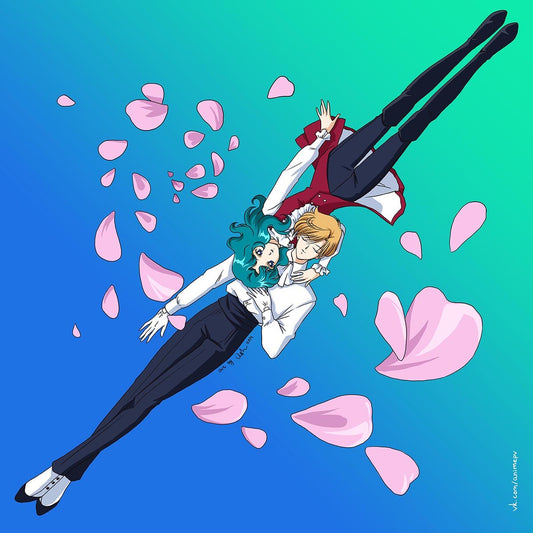 "Haruka and Michiru" by Valery ASH. Square postcard