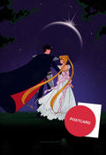 Princess Serenity and Prince Endymion under a lunar eclipse at night, digital fan art by Valery ASH