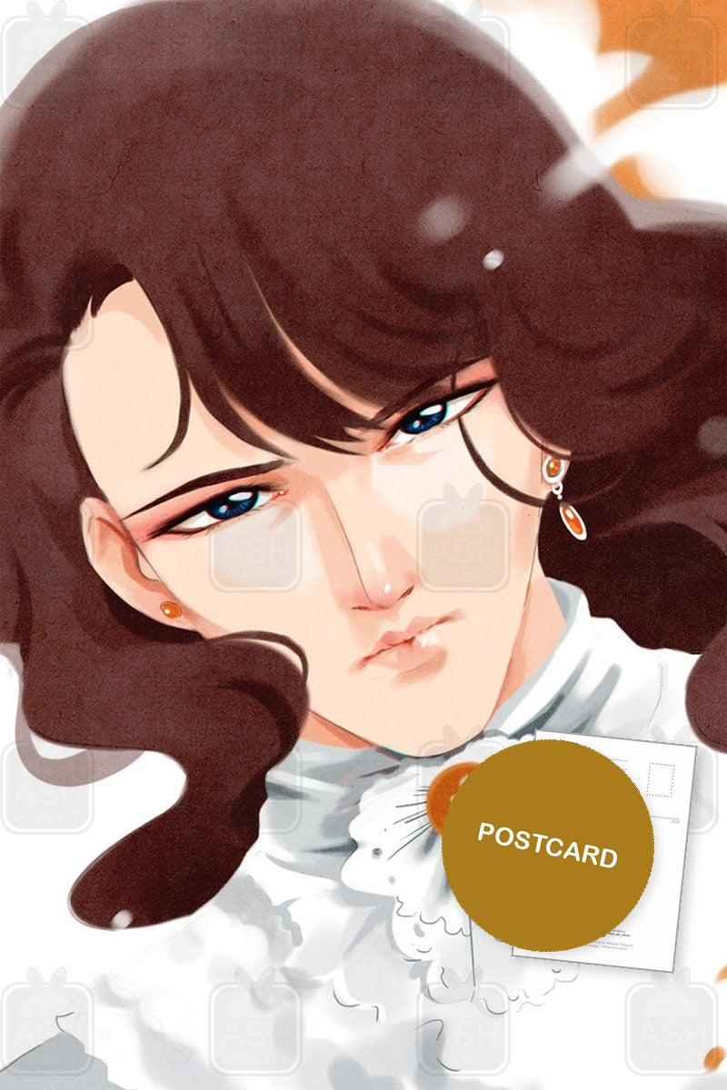 Nephrite — portrait of Nephrite with a white cravat, digital fan art postcard by Valery ASH, 2019