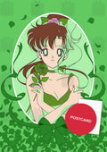 Princess Jupiter — portrait of Princess Jupiter in an oval frame with a rose, ribbons and green petals, digital fan art postcard by Valery ASH, 2023