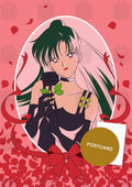 Princess Pluto — portrait of Princess Pluto in an oval frame with a rose, ribbons and red petals, digital fan art postcard by Valery ASH, 2023