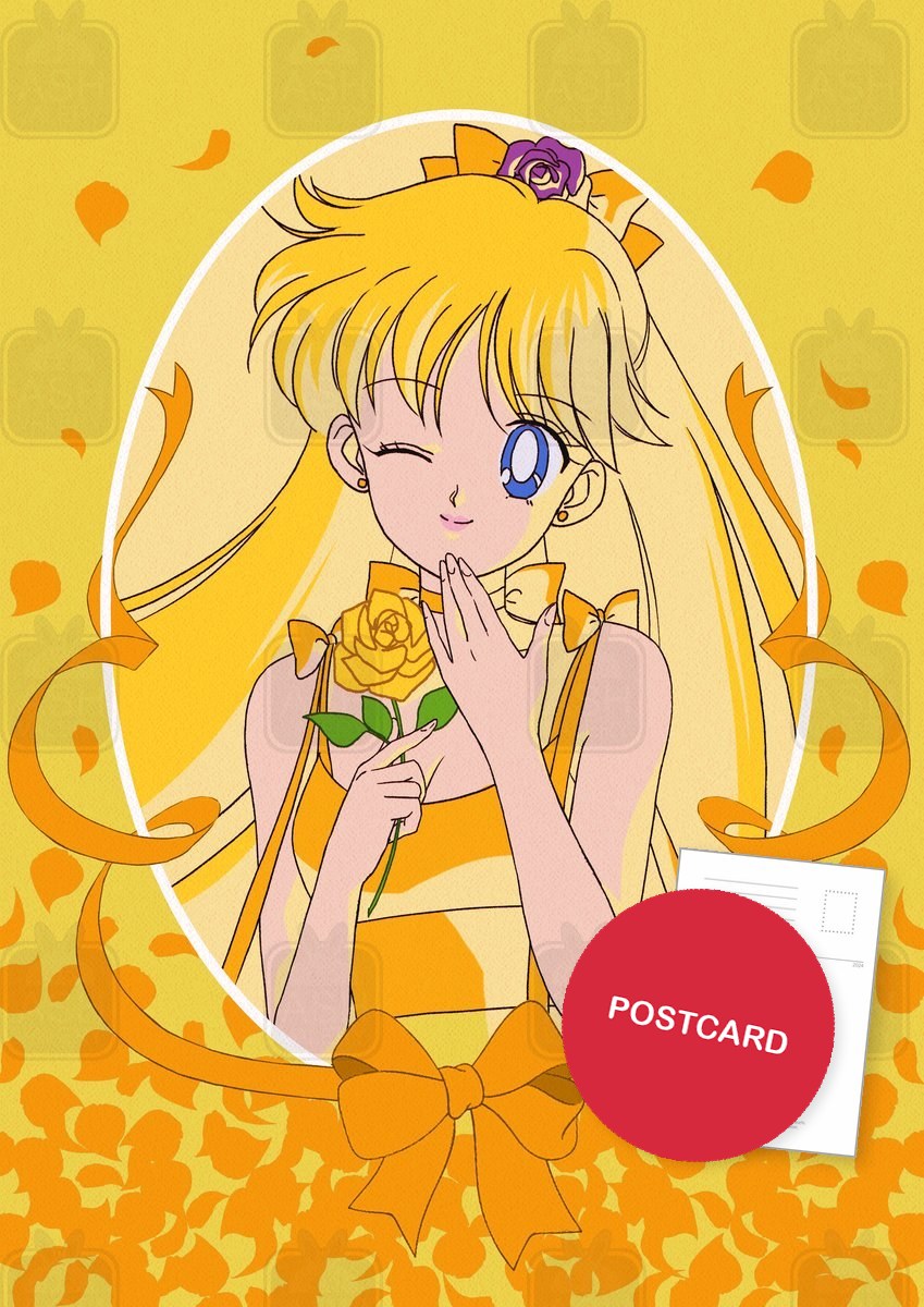 Princess Venus — portrait of Princess Venus in an oval frame with a rose, ribbons and golden petals, digital fan art postcard by Valery ASH, 2023