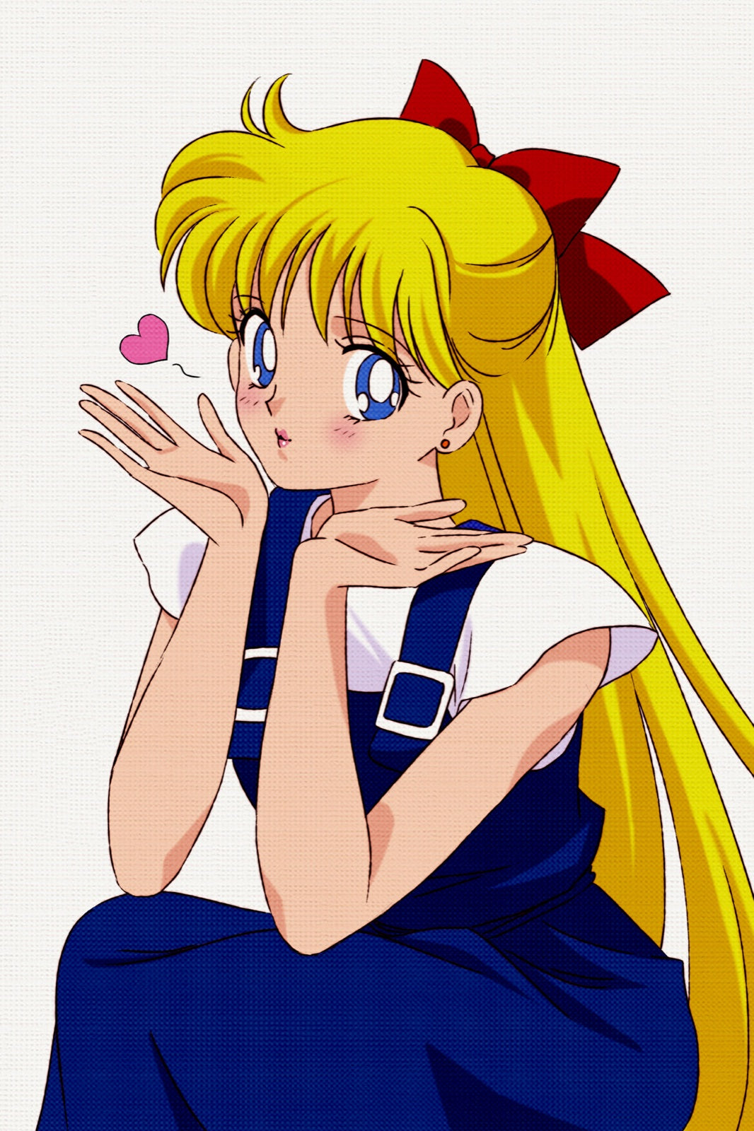 Minako Aino in school uniform blowing a kiss, fan art by Valery ASH