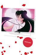 Setsuna in Pink — Setsuna with long flowing hair against a pink moon, digital fan art postcard by Valery ASH, 2025