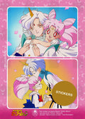 Chibiusa and Helios — sticker sheet with two die-cut stickers: Chibiusa and Helios together among petals, fan art by Valery ASH
