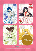 Inner senshi in flower dresses, A5 sheet of die-cut stickers