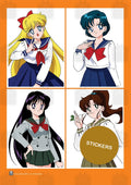Inner senshi in school uniforms, A5 sheet of die-cut stickers