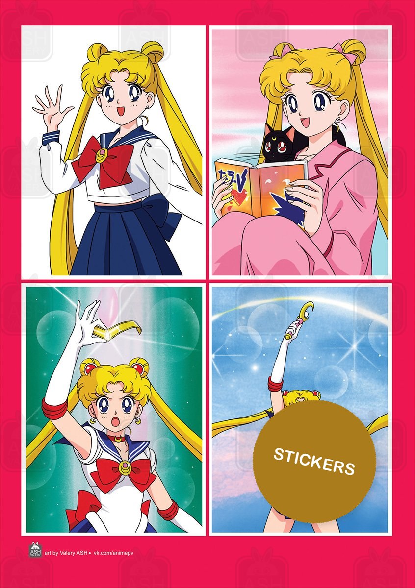 Usagi in four everyday moments, A5 sheet of die-cut stickers