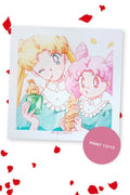 Usagi and Chibiusa in matching dresses with ice cream and a melon soda