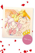 Usagi with a tiara and Sailor Chibi Moon under a parasol