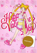 Valentine in Pajamas — Usagi in pajamas and bunny slippers with Happy Valentine's Day lettering, digital fan art postcard by Valery ASH, 2024