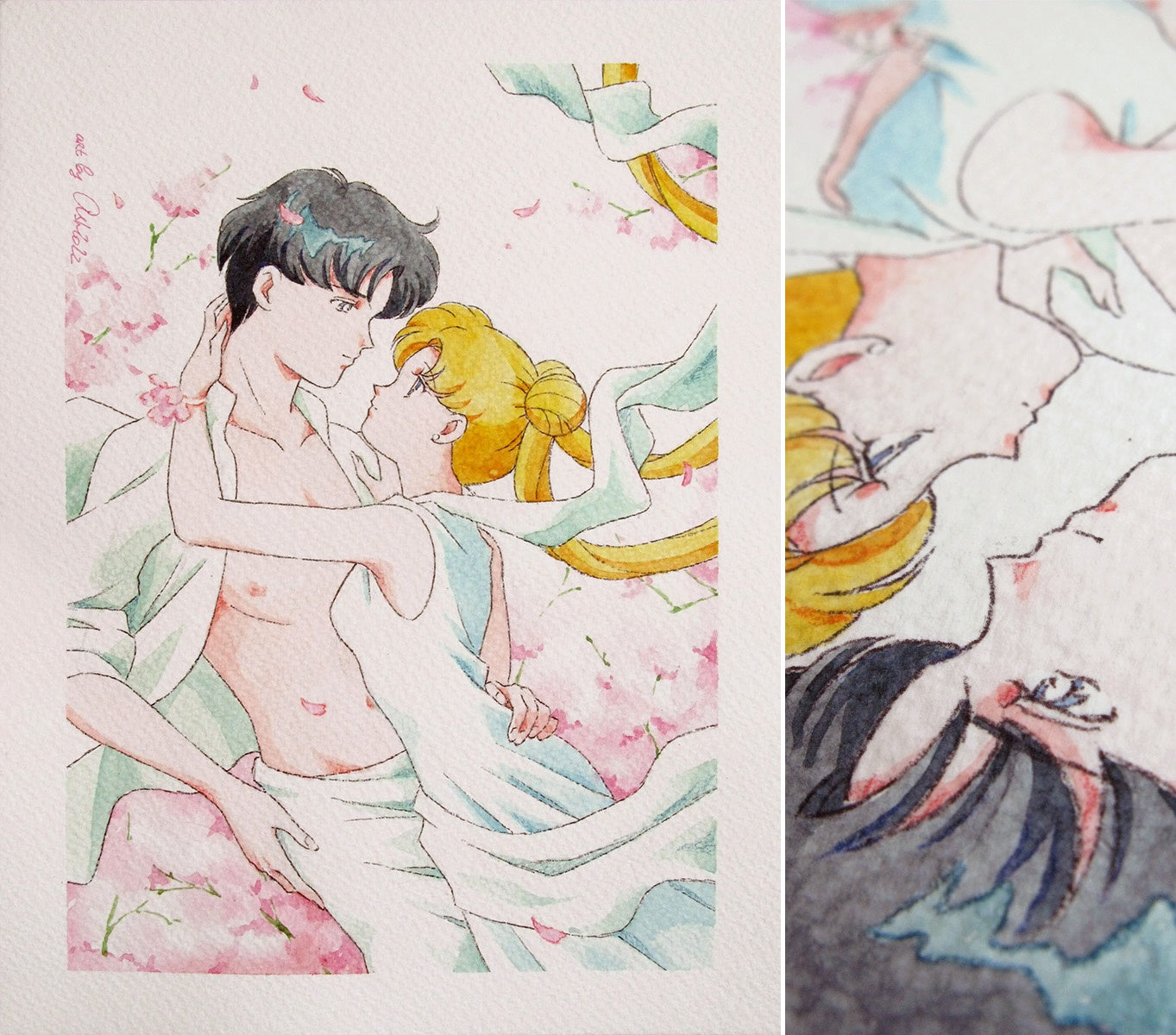 Fanart "Under cherry blossoms", 2022. Postcard / print