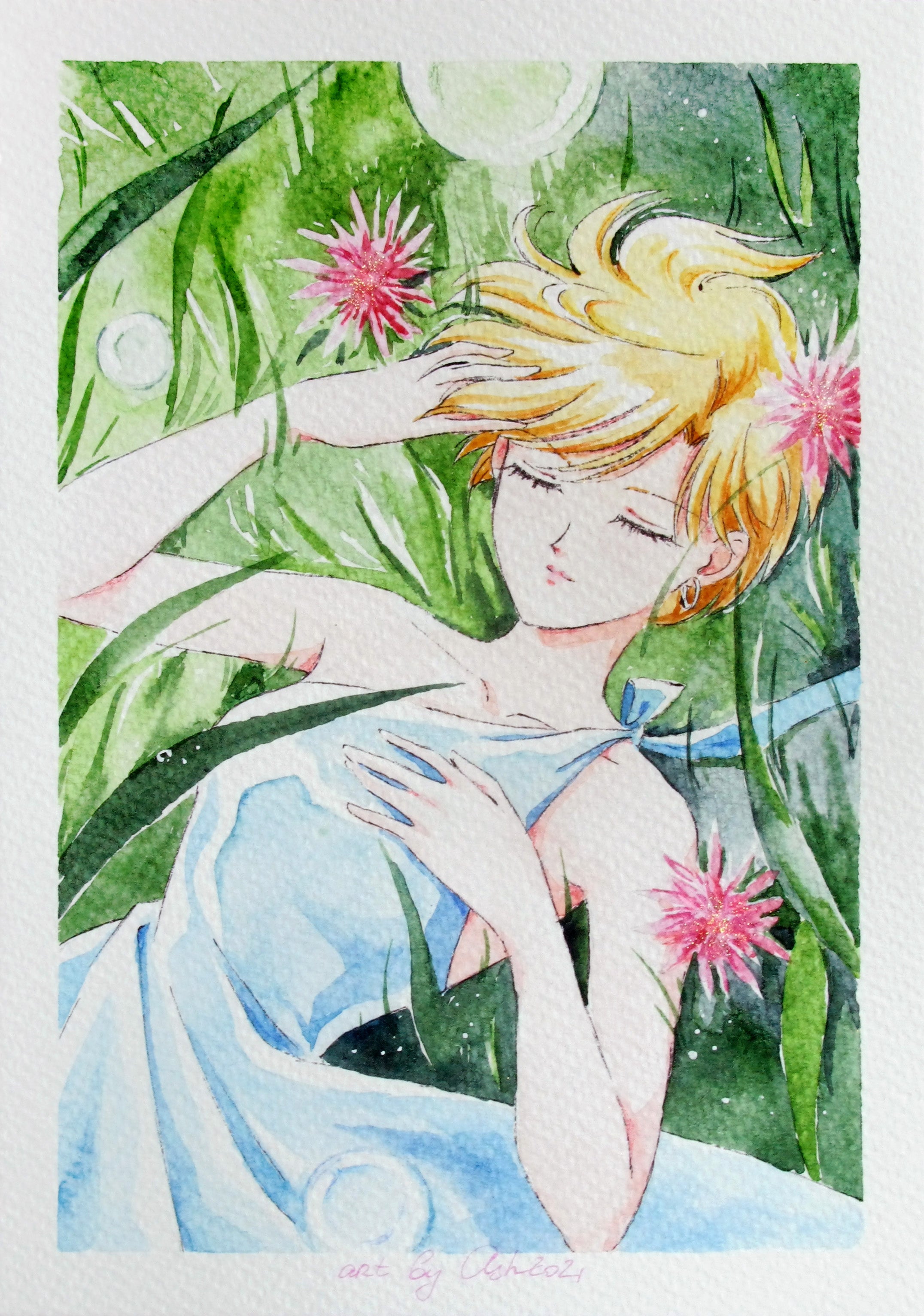 "Haruka" by Valery ASH, 2021. Watercolour print