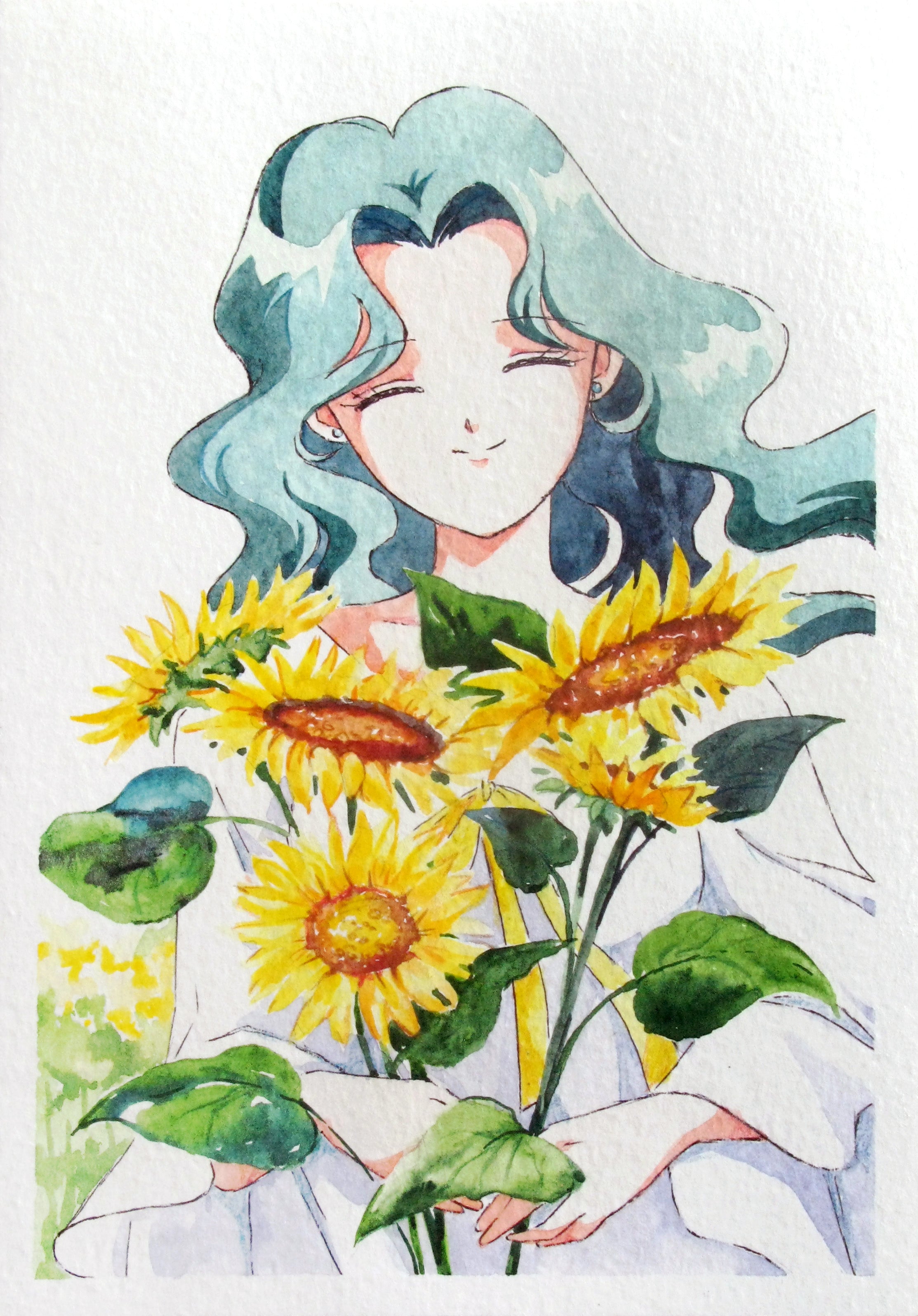 "Sunflowers" by Valery ASH, 2021. Watercolour print