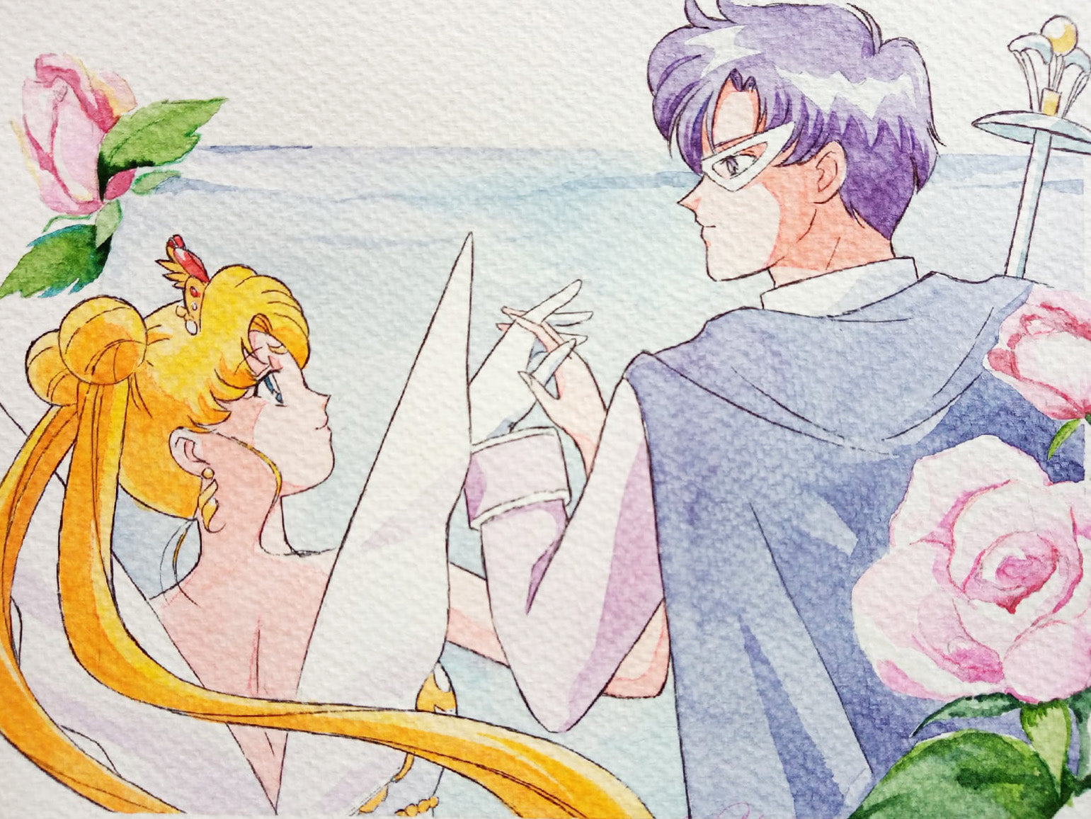 "King and Queen" by Valery ASH, 2021. Watercolour print