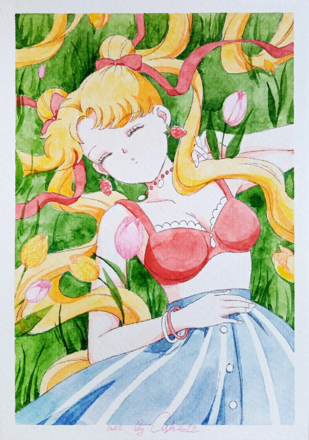 Fanart "On the grass", 2022. Postcard / print