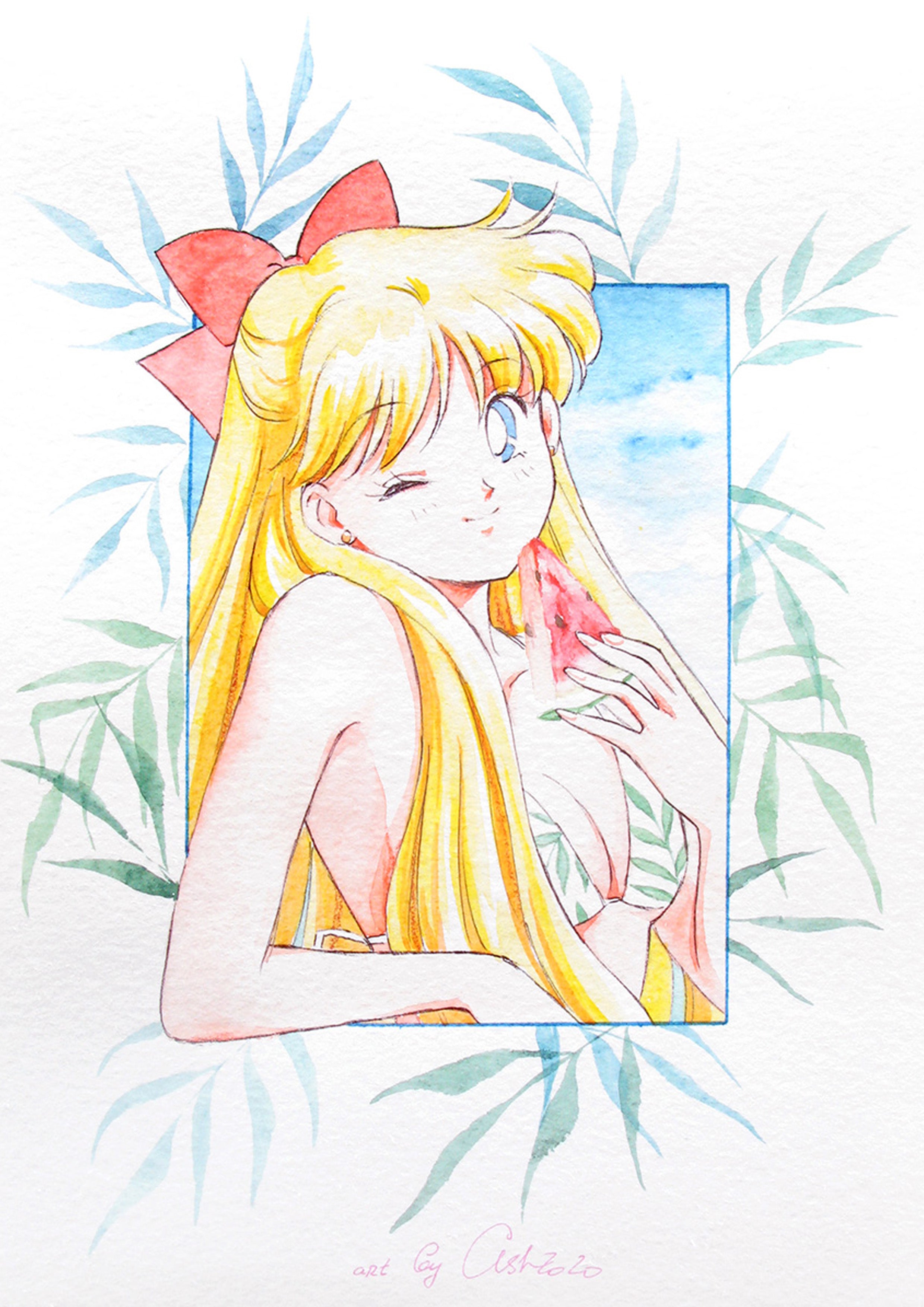 "Minako" by Valery ASH, 2020. Watercolour print