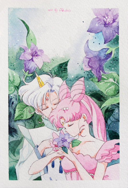 "Chibi+Helios" by Valery ASH, 2021. Watercolour print