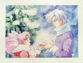 "Christmas gift" by Valery ASH, 2020. Watercolour print