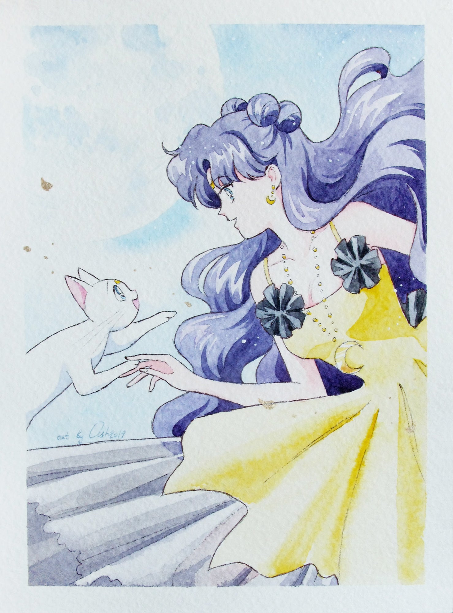 "Luna and Artemis" by Valery ASH, 2019. Watercolour print