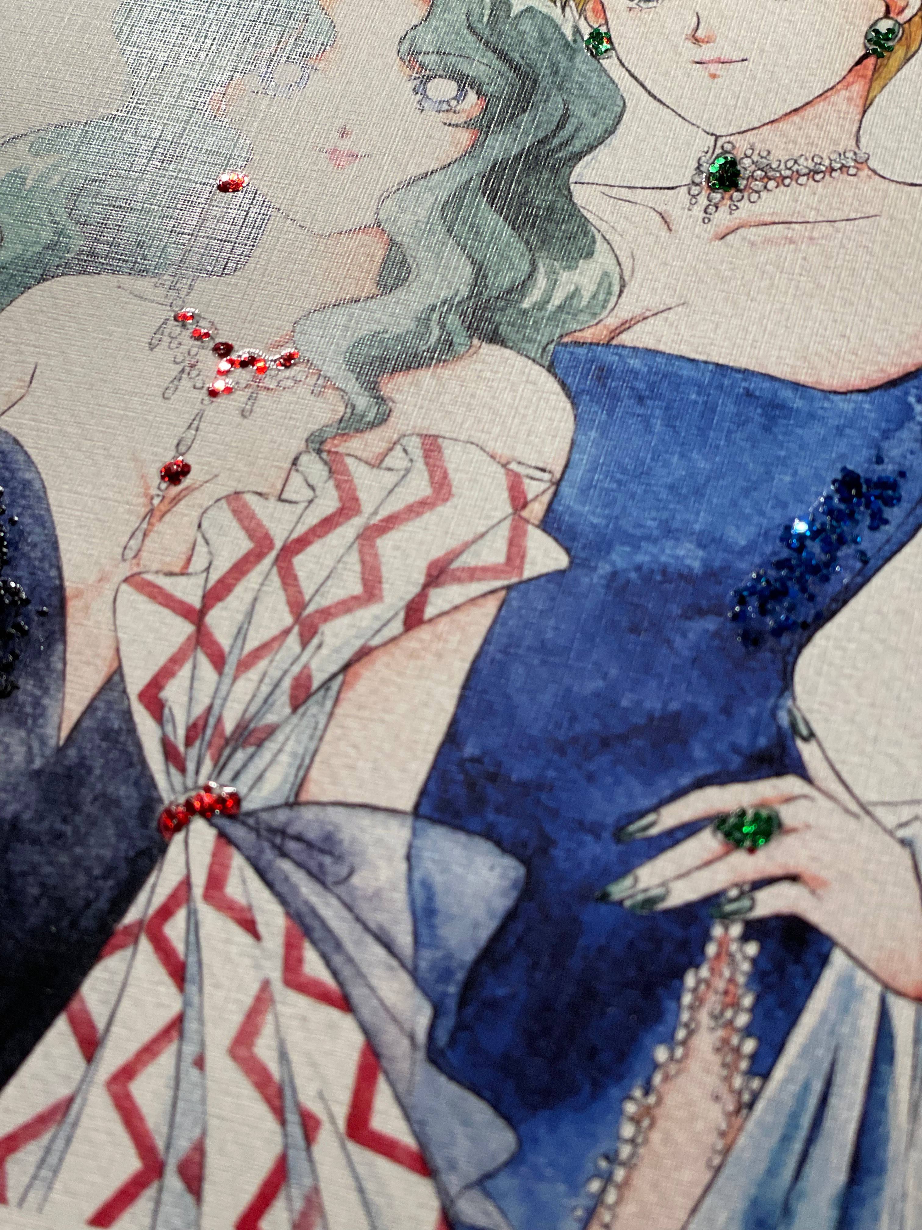 ”Night out” by Valery ASH, 2020. Decorated watercolour print